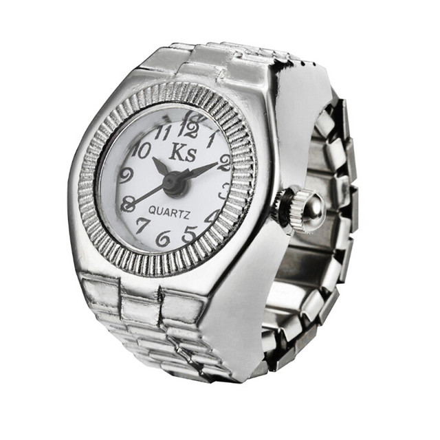 Ladies Small Dial Quartz Analog Watch Casual Creative Steel Cool Elastic Women Finger Ring Watch Cool Elastic ring