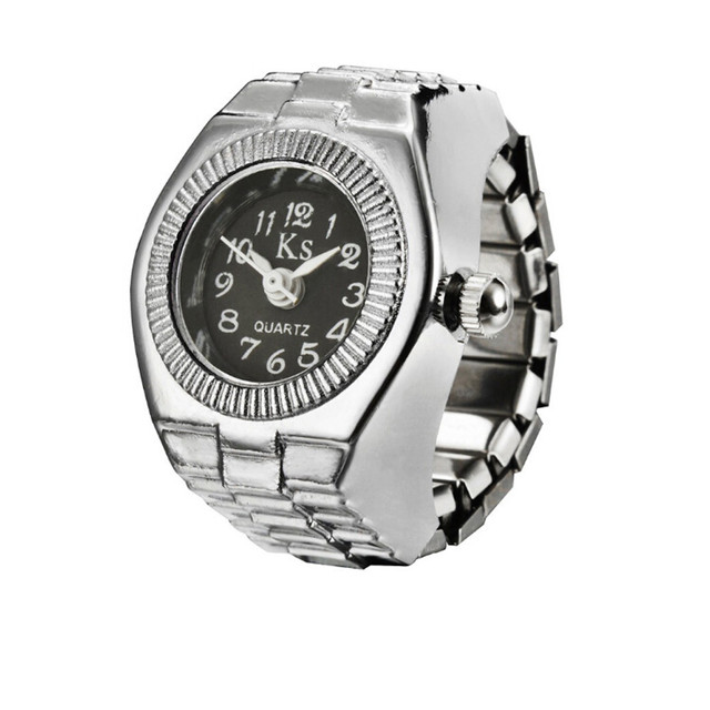 Ladies Small Dial Quartz Analog Watch Casual Creative Steel Cool Elastic Women Finger Ring Watch Cool Elastic ring