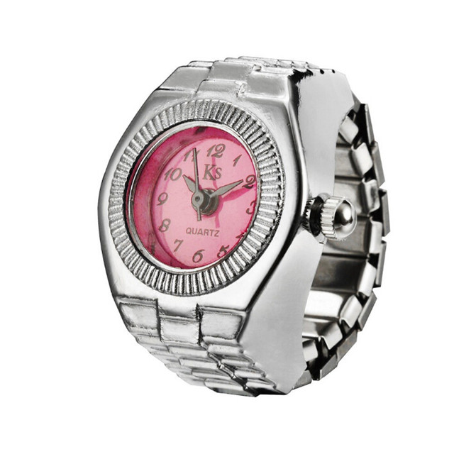 Ladies Small Dial Quartz Analog Watch Casual Creative Steel Cool Elastic Women Finger Ring Watch Cool Elastic ring