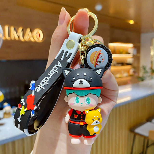New Cartoon hip hop Cool Boy Pvc Keychain Trend Exquisite Car Keychain Pendant Accessories Bag Small Ornaments Birthday Gift