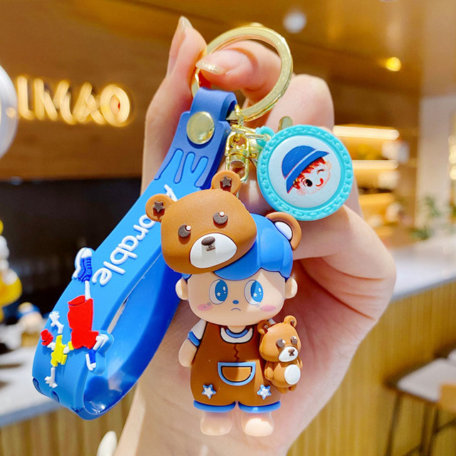 New Cartoon hip hop Cool Boy Pvc Keychain Trend Exquisite Car Keychain Pendant Accessories Bag Small Ornaments Birthday Gift