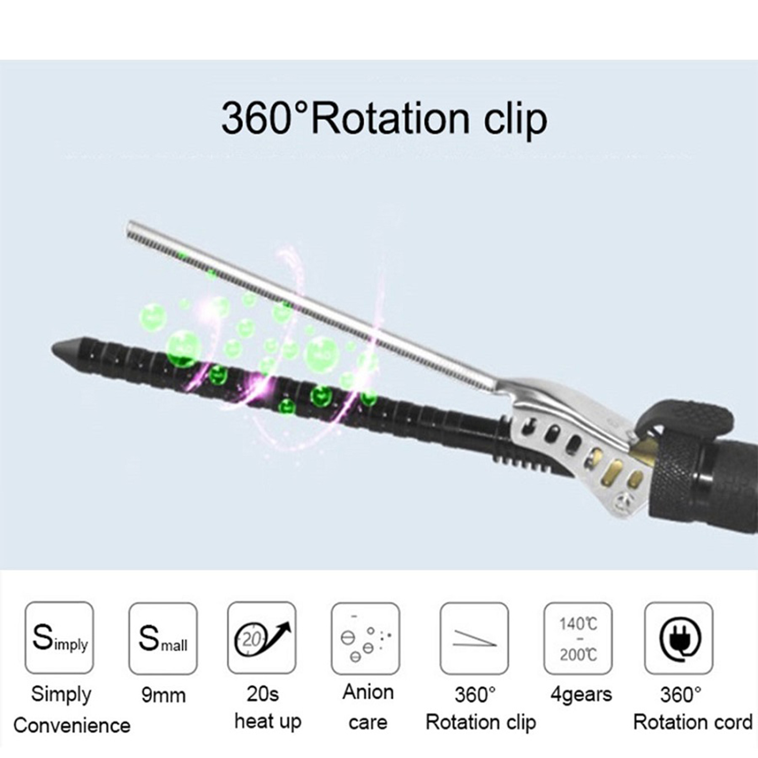 Unisex Hair Crimper 7mm Curly Styling Tools Curling Iron  Temperature Adjustable Hair Curler Anti-hot Hair Bangs Machine