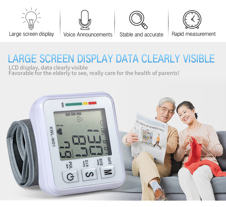 Digital Blood Pressure Monitor Sphygmomanometer Pulse Rate Heart Beat Rate Meter Device Health Care