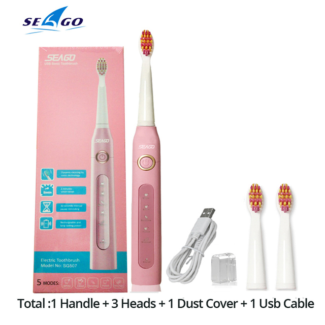 Toothbrush SG-507 Adult Timer Brush 5 Modes USB Charger Rechargeable Tooth Brushes Replacement Heads Set