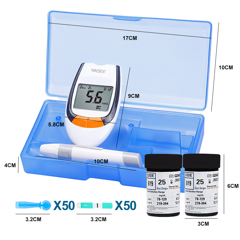 1Set Home Portable Blood Glucose Diabetes Glucometer Kit Test Strips Needles Lancets Blood Sugar Level Adult Health Detector
