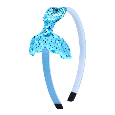 New Children's Sequined Hair Accessories Mermaid Tail Flip Fish Scale Pearl Headband Non-slip Handmade Headband Headwear