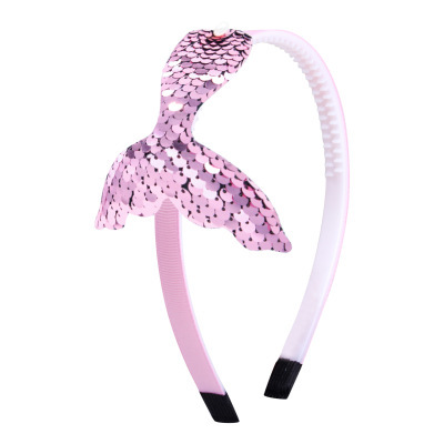New Children's Sequined Hair Accessories Mermaid Tail Flip Fish Scale Pearl Headband Non-slip Handmade Headband Headwear
