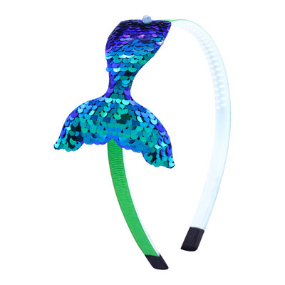 New Children's Sequined Hair Accessories Mermaid Tail Flip Fish Scale Pearl Headband Non-slip Handmade Headband Headwear