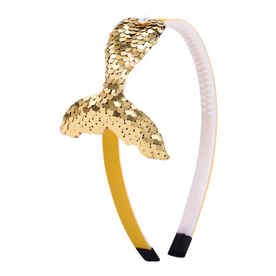 New Children's Sequined Hair Accessories Mermaid Tail Flip Fish Scale Pearl Headband Non-slip Handmade Headband Headwear