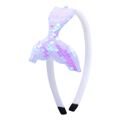 New Children's Sequined Hair Accessories Mermaid Tail Flip Fish Scale Pearl Headband Non-slip Handmade Headband Headwear