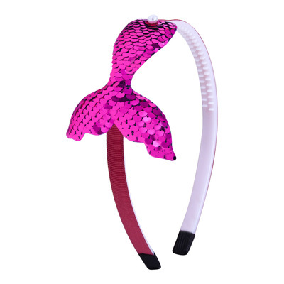 New Children's Sequined Hair Accessories Mermaid Tail Flip Fish Scale Pearl Headband Non-slip Handmade Headband Headwear