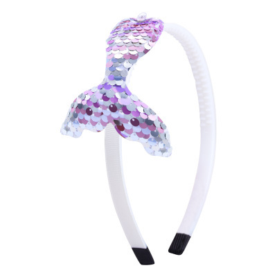 New Children's Sequined Hair Accessories Mermaid Tail Flip Fish Scale Pearl Headband Non-slip Handmade Headband Headwear