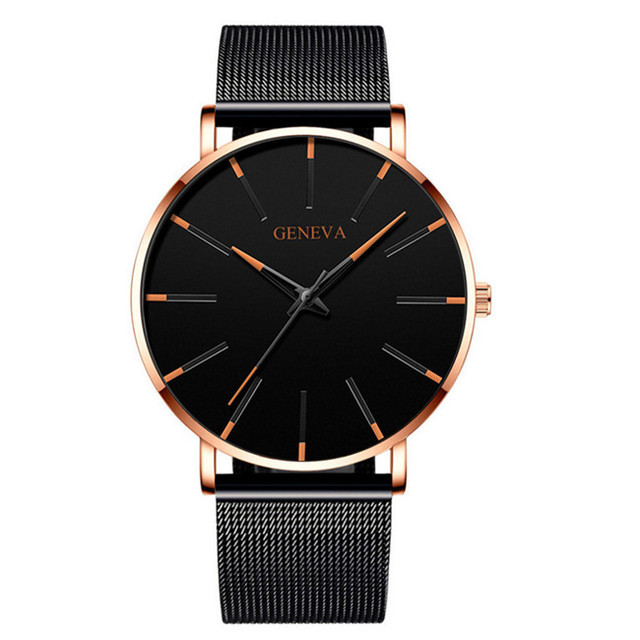 Fashion Mens Business Watches Luxury Gold Stainless Steel Mesh Belt Quartz Wrist Watch Luminous Clock Men Casual Leather Watch