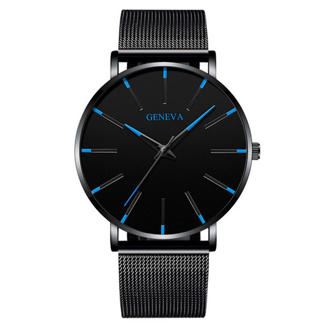 Fashion Mens Business Watches Luxury Gold Stainless Steel Mesh Belt Quartz Wrist Watch Luminous Clock Men Casual Leather Watch