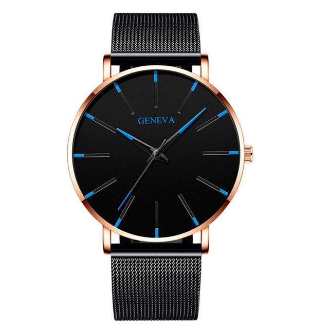 Fashion Mens Business Watches Luxury Gold Stainless Steel Mesh Belt Quartz Wrist Watch Luminous Clock Men Casual Leather Watch