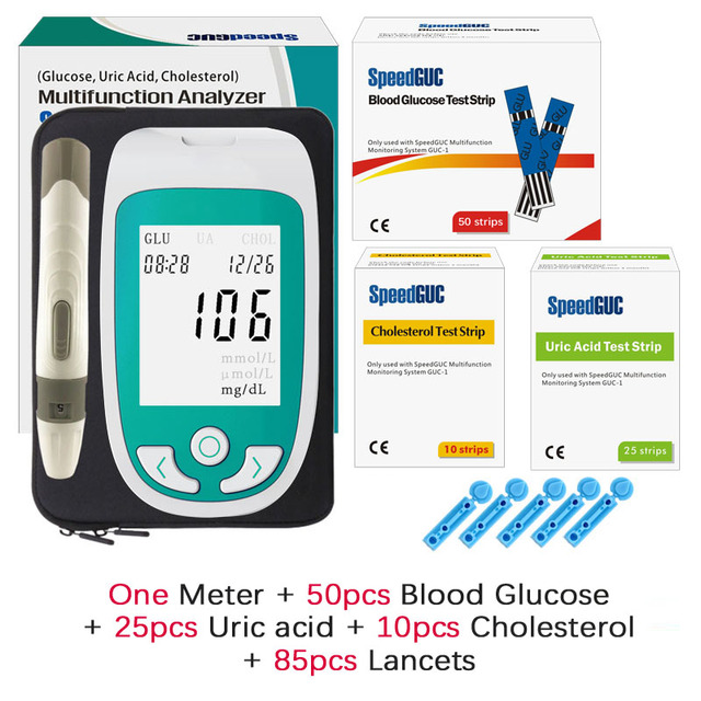 3in1 home Blood glucose tester measuring blood lipid uric acid tester household test strip instrument accurate and fully automatic