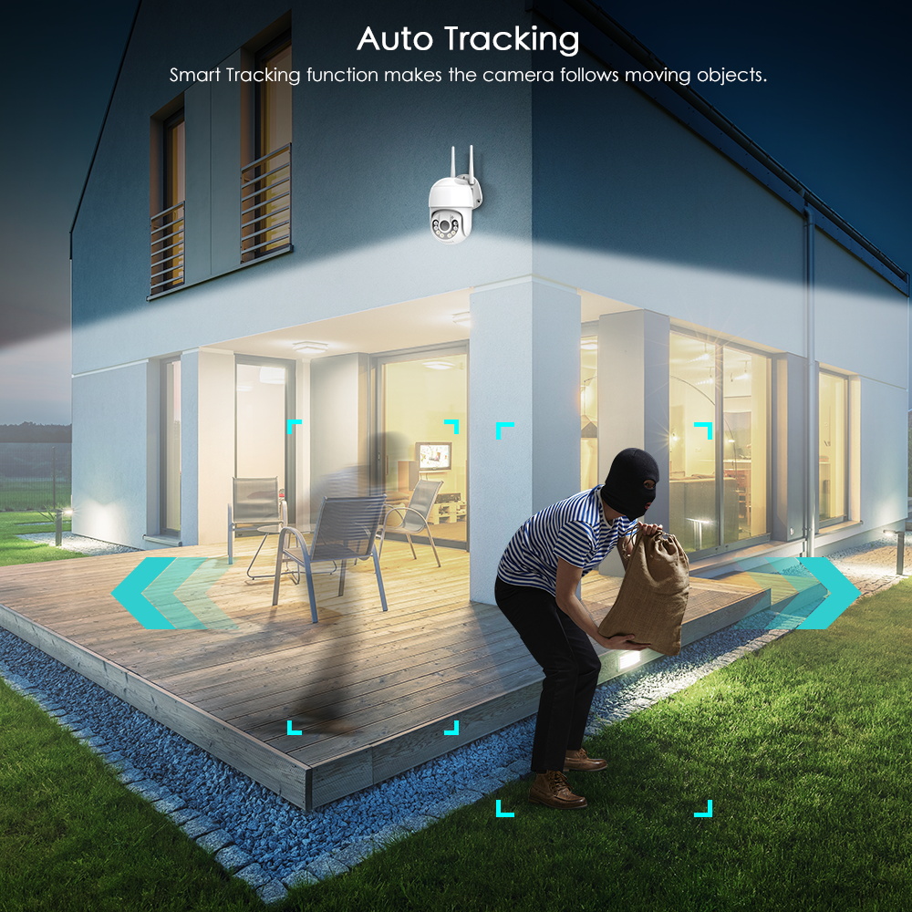 5MP Wifi IP Camera Outdoor Wireless 5X Digital Zoom AI Human Detect Camera H.265 P2P Audio Auto Tracking Security CCTV Camera