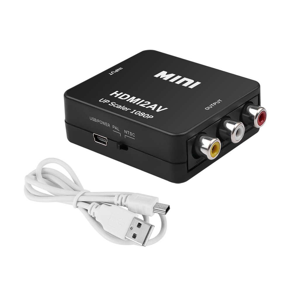 Mini HD 1080P  3RCA AV/CVSB L/R Video Converter Box Composite Connector HDMI-compatible to AV Adapter for TV DVD