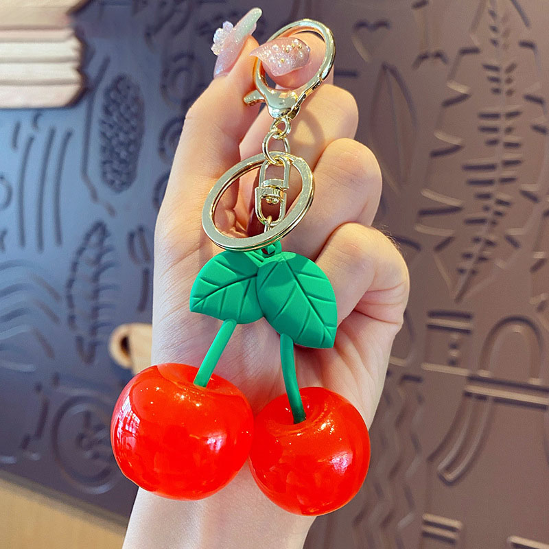 Cartoon Fashion Cherry Keychain Creative Fruit Key Chain Cute  Girl Key Ring Chains Car For Gift