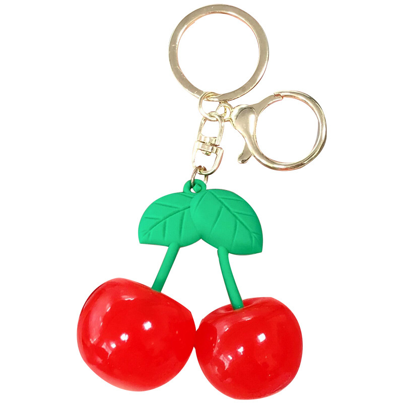Cartoon Fashion Cherry Keychain Creative Fruit Key Chain Cute  Girl Key Ring Chains Car For Gift