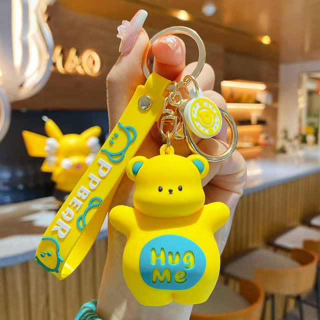 Butt Bear Keychain decompression Cartoon Female Cute Couple Lovers Pair Gift Ornament Car Key Chain Lanyard
