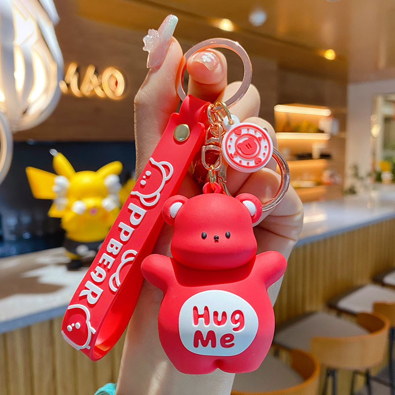 Butt Bear Keychain decompression Cartoon Female Cute Couple Lovers Pair Gift Ornament Car Key Chain Lanyard