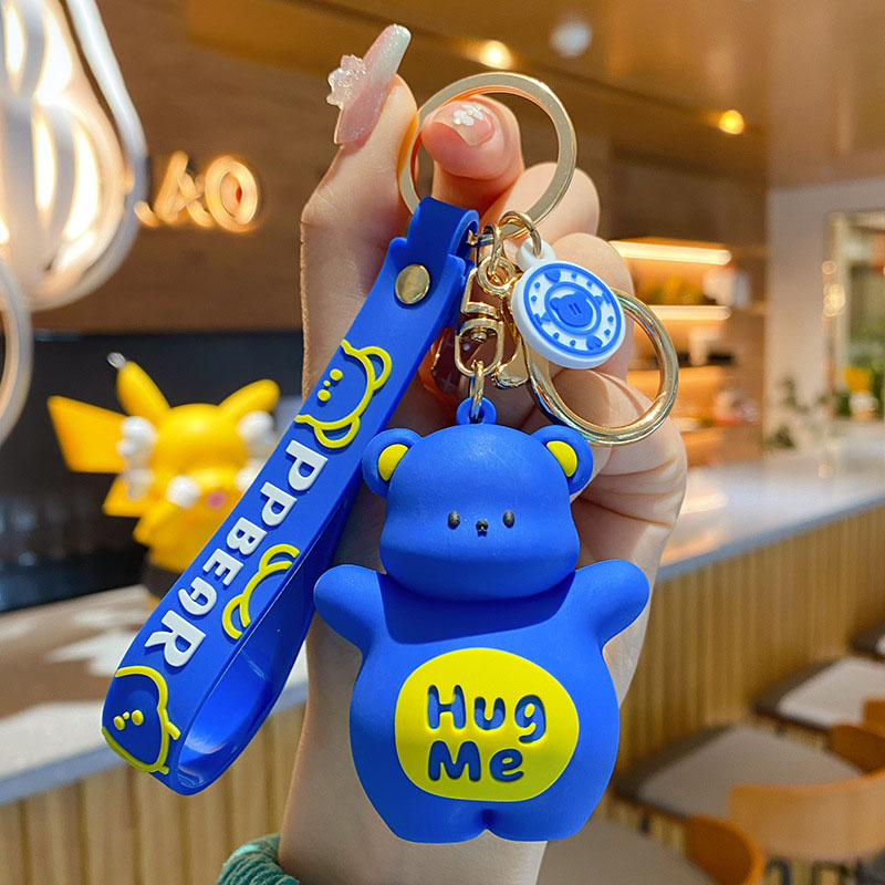 Butt Bear Keychain decompression Cartoon Female Cute Couple Lovers Pair Gift Ornament Car Key Chain Lanyard