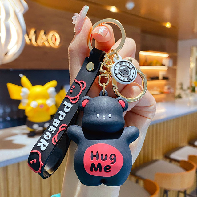 Butt Bear Keychain decompression Cartoon Female Cute Couple Lovers Pair Gift Ornament Car Key Chain Lanyard