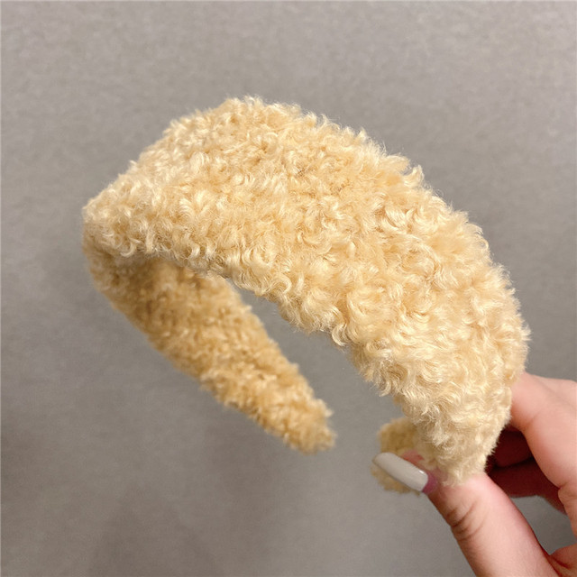 Women Winter Lambswool Hairband Sweet Girls Headbands Soft Headwear Wide Side Hair Hoop Korea Hair Accessories