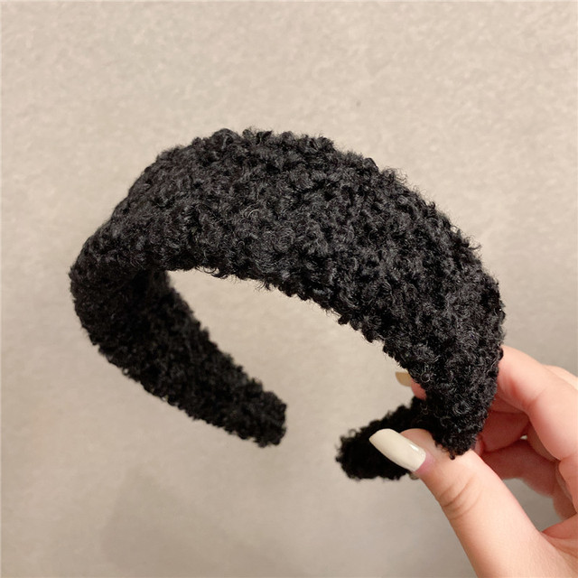 Women Winter Lambswool Hairband Sweet Girls Headbands Soft Headwear Wide Side Hair Hoop Korea Hair Accessories