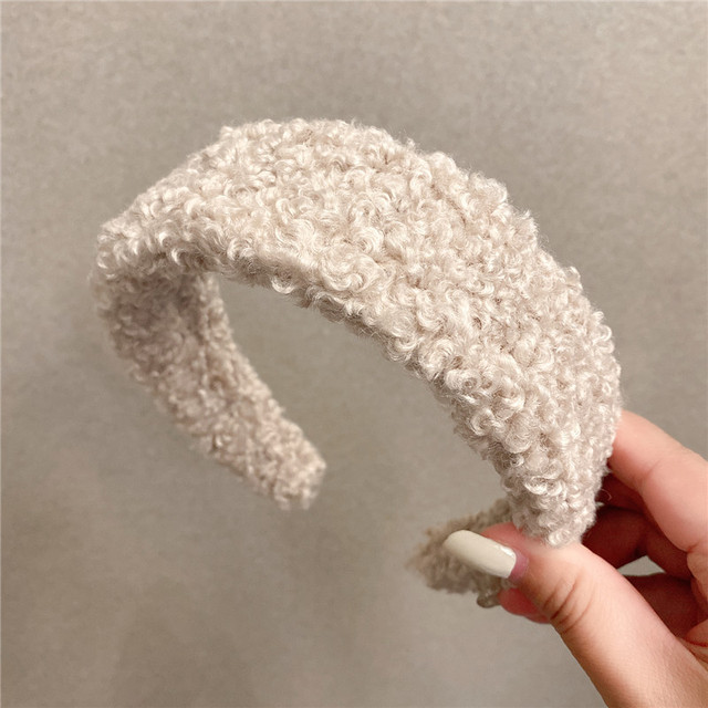 Women Winter Lambswool Hairband Sweet Girls Headbands Soft Headwear Wide Side Hair Hoop Korea Hair Accessories