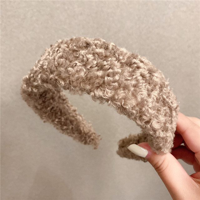 Women Winter Lambswool Hairband Sweet Girls Headbands Soft Headwear Wide Side Hair Hoop Korea Hair Accessories