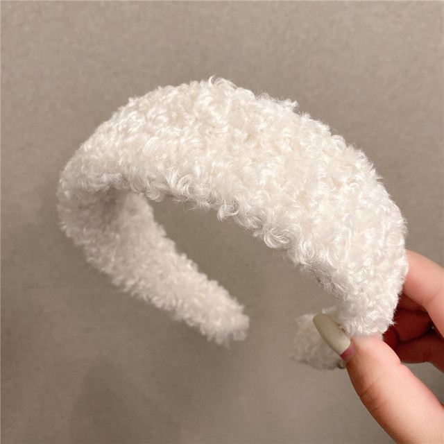 Women Winter Lambswool Hairband Sweet Girls Headbands Soft Headwear Wide Side Hair Hoop Korea Hair Accessories