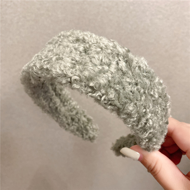 Women Winter Lambswool Hairband Sweet Girls Headbands Soft Headwear Wide Side Hair Hoop Korea Hair Accessories