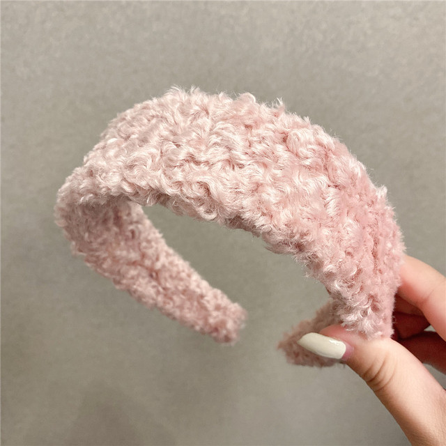 Women Winter Lambswool Hairband Sweet Girls Headbands Soft Headwear Wide Side Hair Hoop Korea Hair Accessories