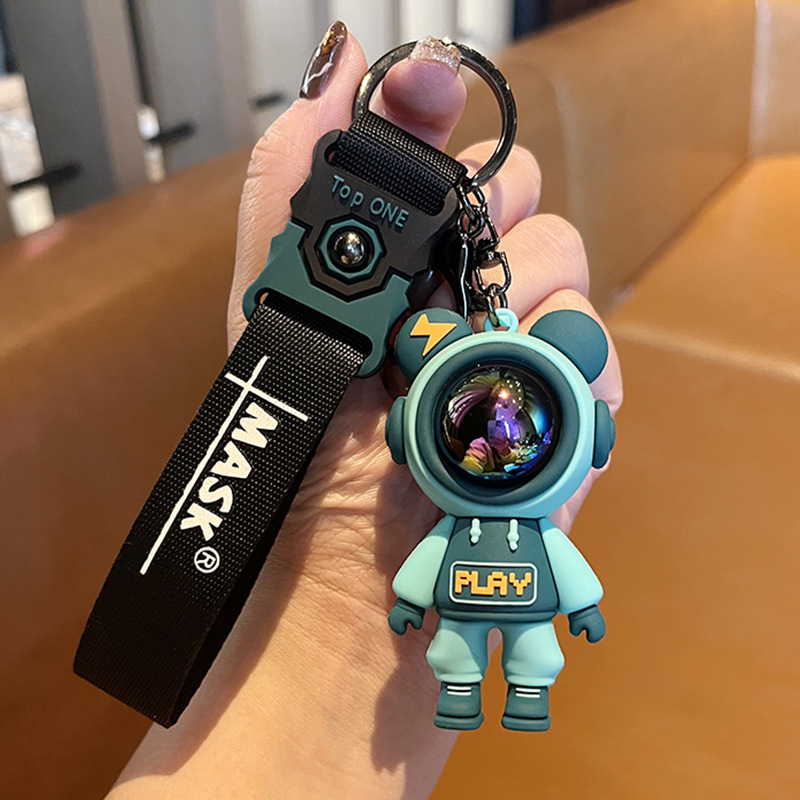 Cartoon Lightning Bear Keychain Cute Astronaut Bear Doll Keyring Bag Pendant Couple Car Keyholder Creative Bag Charm Accessories