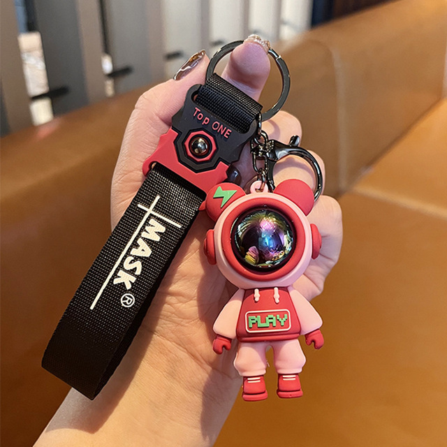 Cartoon Lightning Bear Keychain Cute Astronaut Bear Doll Keyring Bag Pendant Couple Car Keyholder Creative Bag Charm Accessories