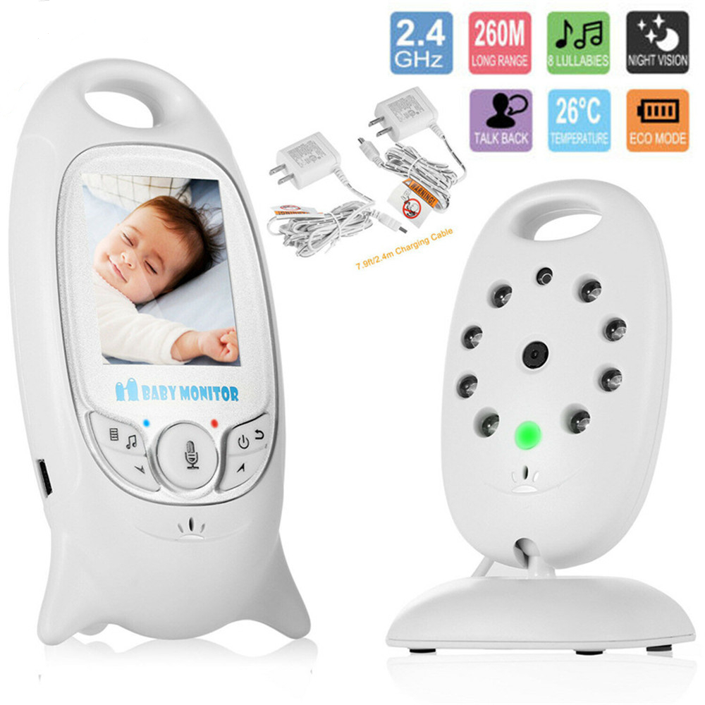 Mini Video Baby Monitor Camera Wireless Babysitter 2 Way Talk Night Vision Temperature Security Camera with 8 Lullabies