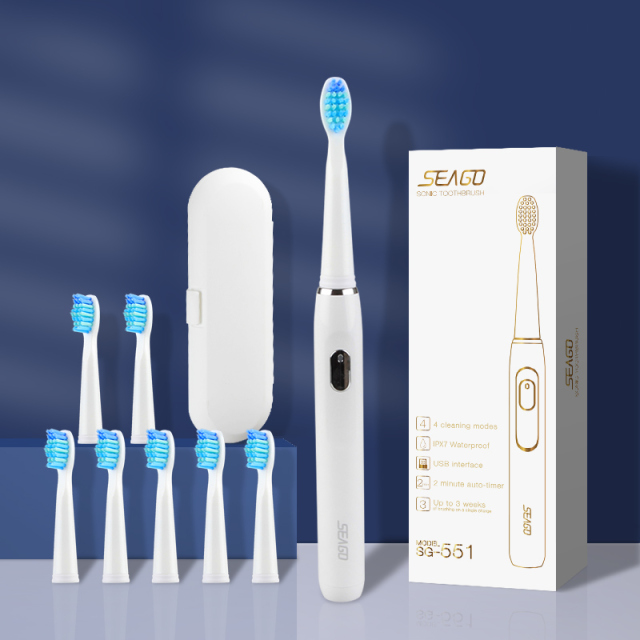 Electric Toothbrush Rechargeable Sonic Vibrate 4 Clean Modes Waterproof Brushes Soft Bristle Portable Adult Timer Brush