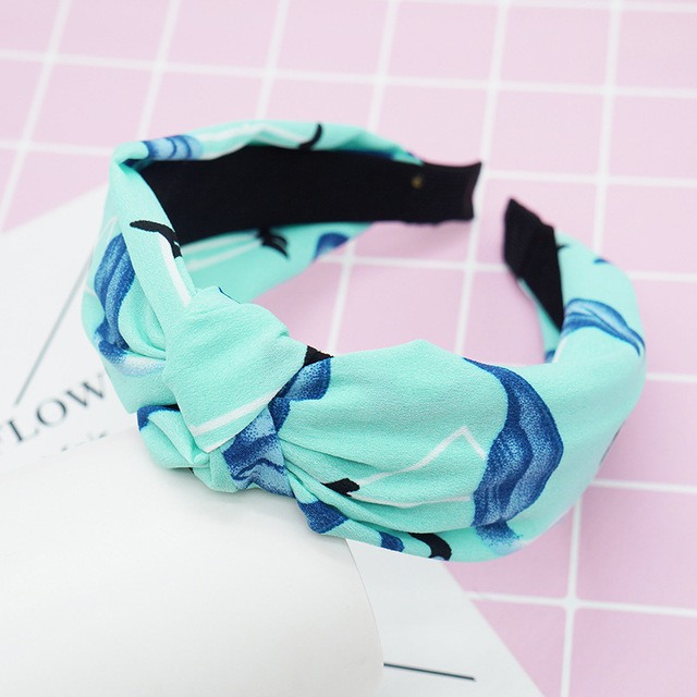 Fresh Fashion Turban Headbands Women Spring Summer Chiffon Headband Head Wrap Wide Flamingo Hair Accessories Cotton Headband