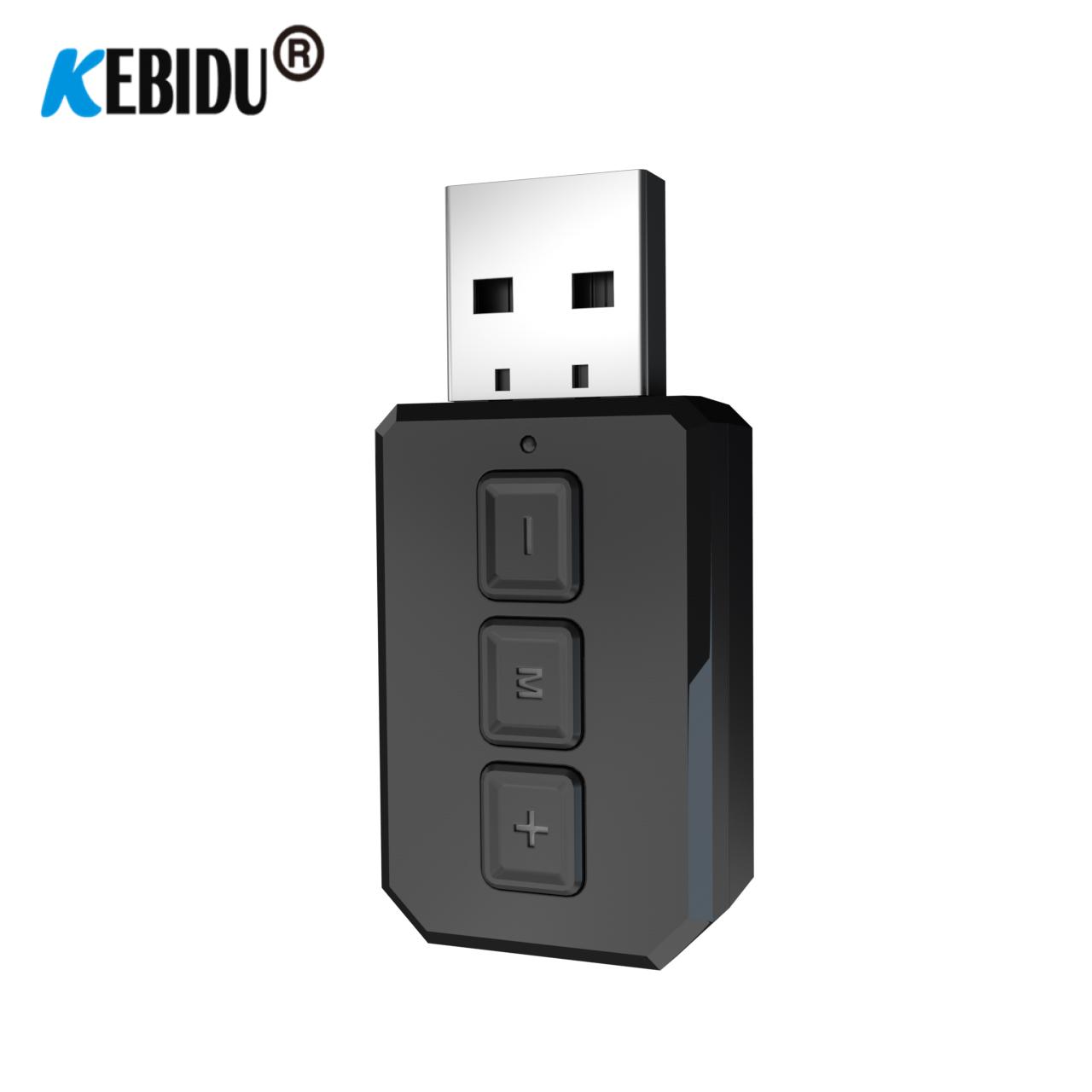 Kebidu Mini 3.5mm Jack Aux USB 2 In 1 Bluetooth 5.0 Audio Receiver Transmitter Wireless Adapter for TV Car Pc Headset