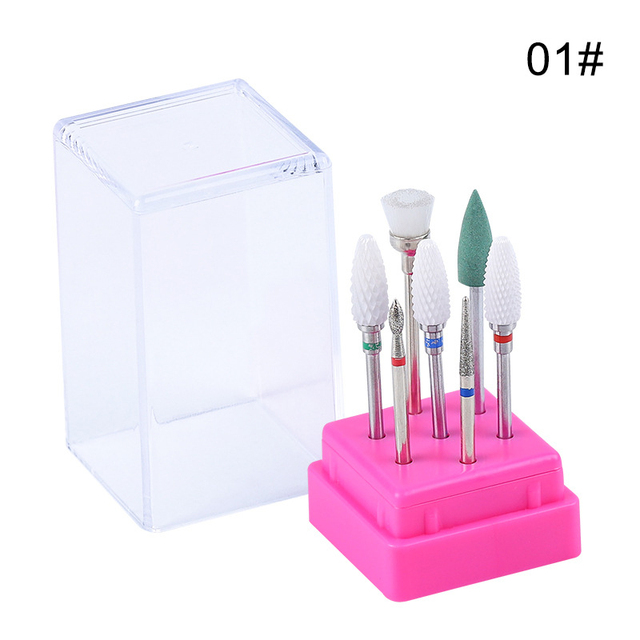 7pcs Combined Milling Cutters Kits , Ceramic Nail Drill Bits Kit Electric Removing Gel Polishing Manicure Tools