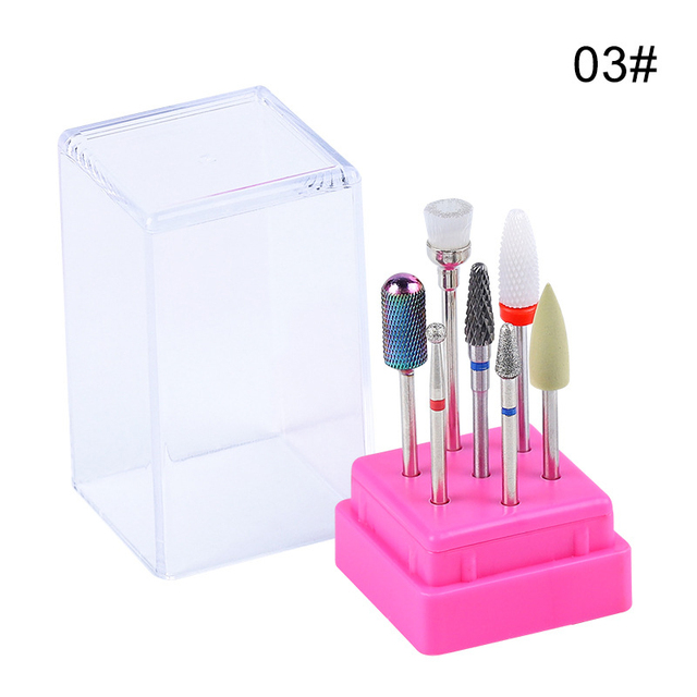 7pcs Combined Milling Cutters Kits , Ceramic Nail Drill Bits Kit Electric Removing Gel Polishing Manicure Tools