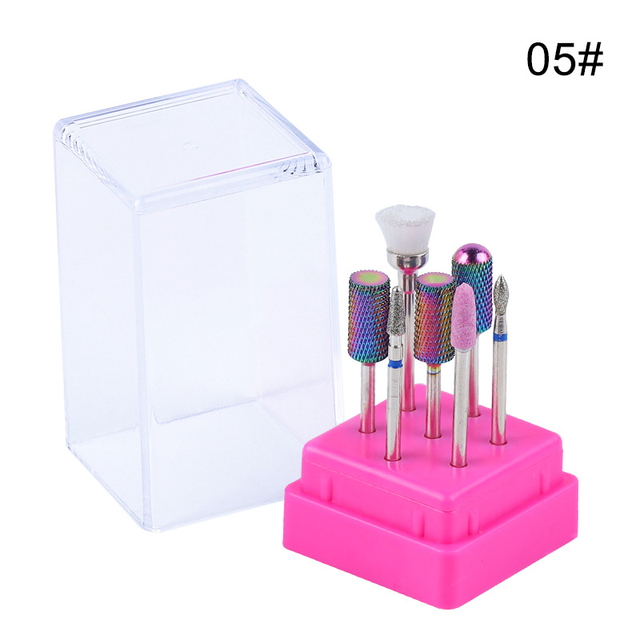 7pcs Combined Milling Cutters Kits , Ceramic Nail Drill Bits Kit Electric Removing Gel Polishing Manicure Tools