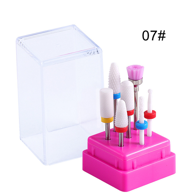 7pcs Combined Milling Cutters Kits , Ceramic Nail Drill Bits Kit Electric Removing Gel Polishing Manicure Tools