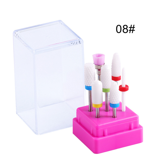 7pcs Combined Milling Cutters Kits , Ceramic Nail Drill Bits Kit Electric Removing Gel Polishing Manicure Tools