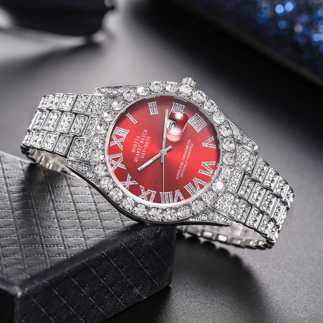 Hip Hop Luxury Quartz Mens Watches Iced Out Watch Men Fashion Full Bling Diamond Watch for Men Waterproof Male Clock