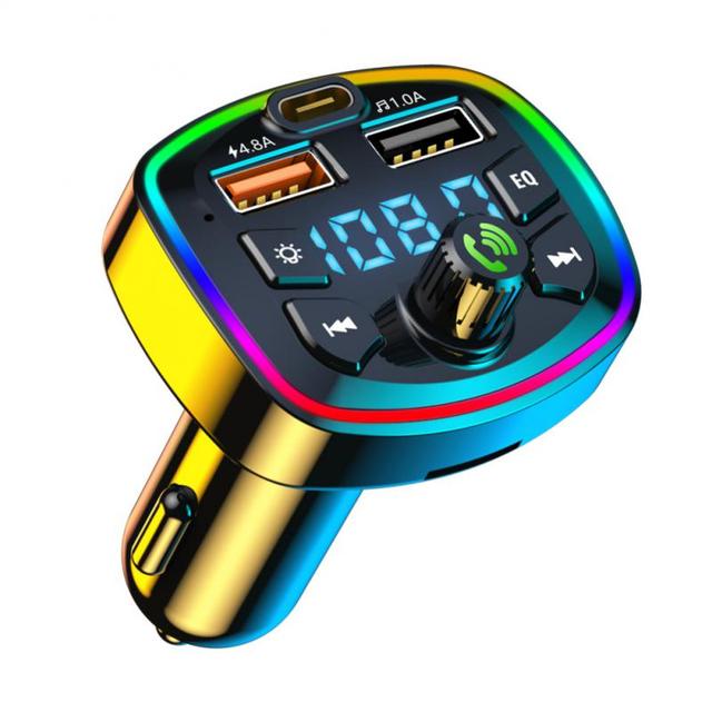 Car Bluetooth 5.0 FM Transmitter Hands-free Car Kit MP3 Player Wireless Audio Receiver Auto Fast Charger TF U Disk Play