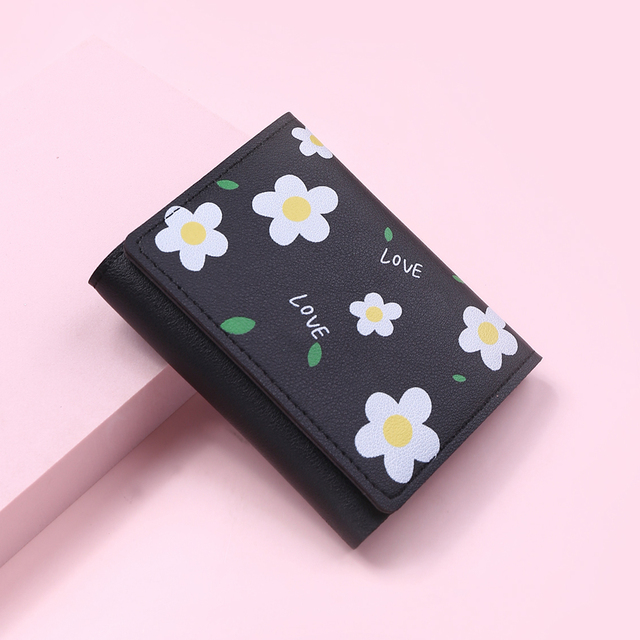 New Cute Flower Women Wallet Hasp Brand Designed PU Leather Small Girl Coin Purse Female Credit Card Holder Bag
