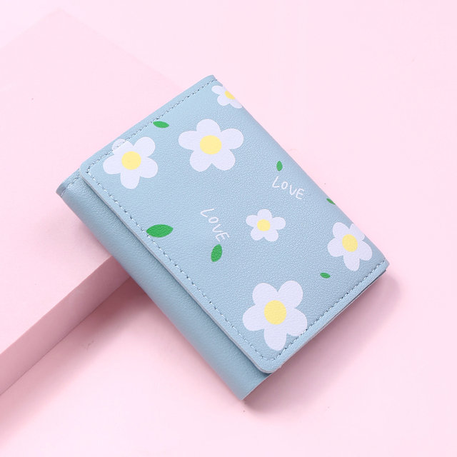 New Cute Flower Women Wallet Hasp Brand Designed PU Leather Small Girl Coin Purse Female Credit Card Holder Bag